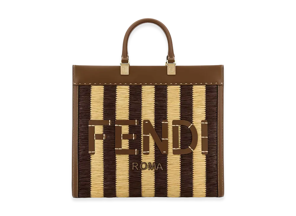 FENDI Women's Rafia Medium Sunshine Shopping Bag "Multicolor"