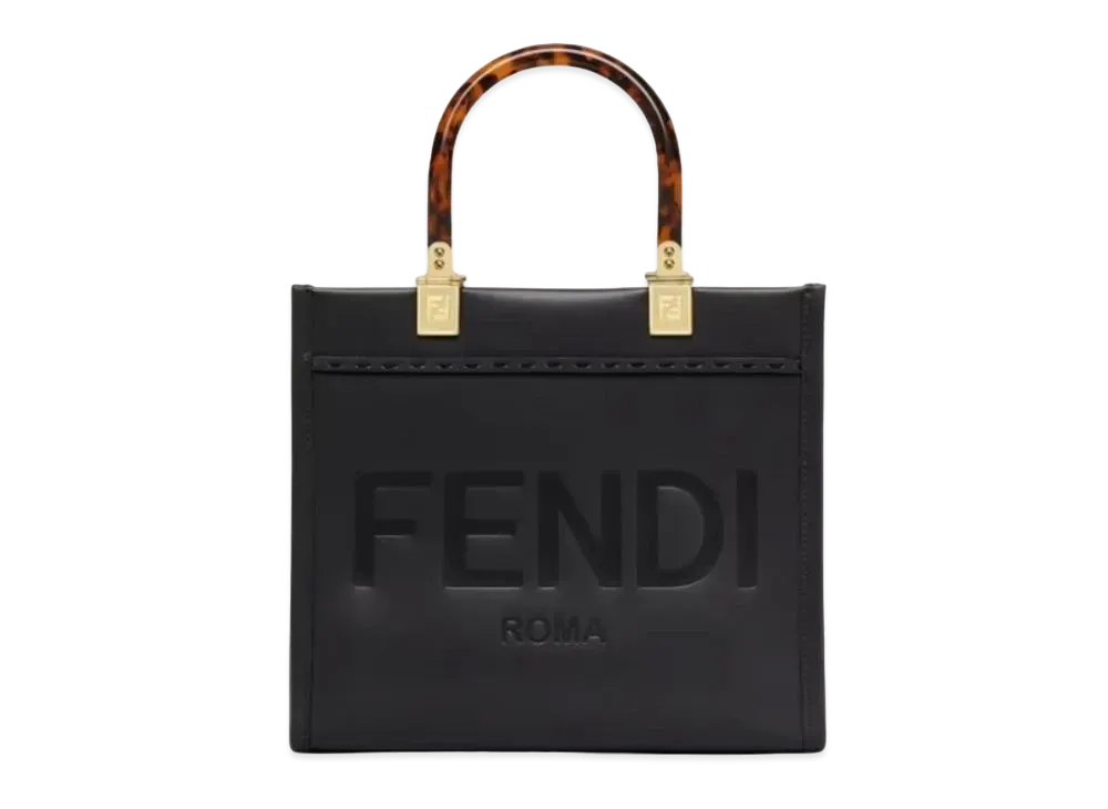 FENDI Sunshine Small Leather Shopper "Black"