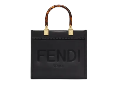 FENDI Sunshine Small Leather Shopper "Black"