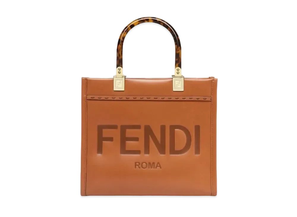FENDI Sunshine Small Leather Shopper "Brown"