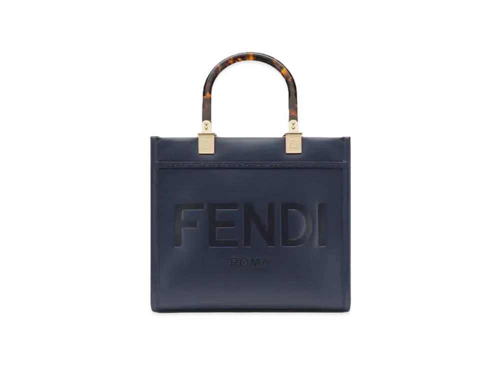 FENDI Sunshine Small Leather Shopper "Blue"