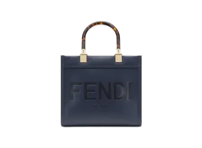 FENDI Sunshine Small Leather Shopper "Blue"