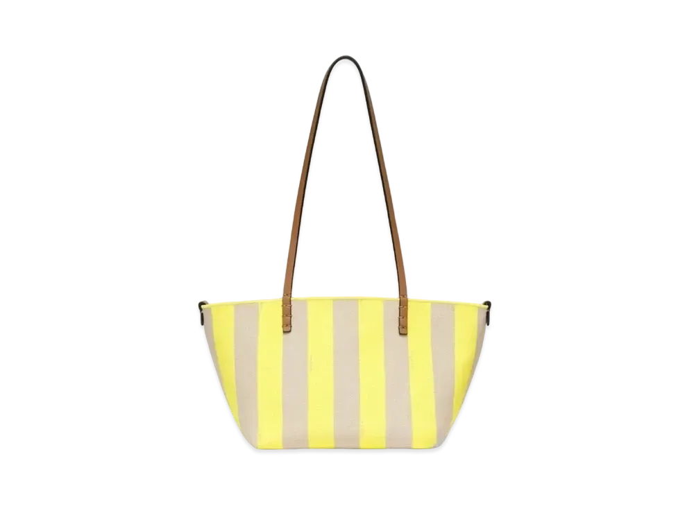 FENDI Small Roll Reversible Shopper In Pequin Striped and FF Fabric "Yellow"