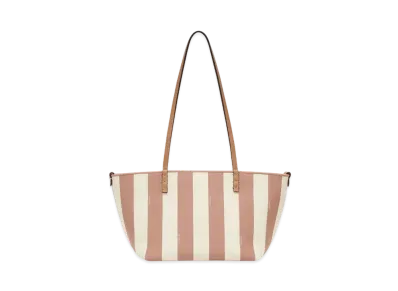 FENDI Small Roll Reversible Shopper In Pequin Striped and FF Fabric "Beige"