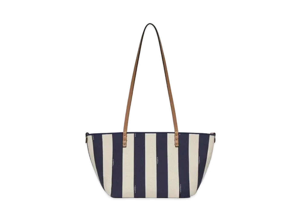 FENDI Small Roll Reversible Shopper In Pequin Striped and FF Fabric "Midnight Blue"