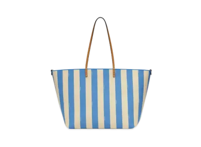 FENDI Large Roll Reversible Shopper In Pequin Striped FF fabric "Light Blue"