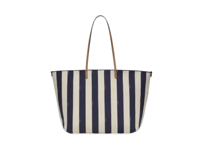 FENDI Large Roll Reversible Shopper In Pequin Striped FF fabric "Midnight Blue"