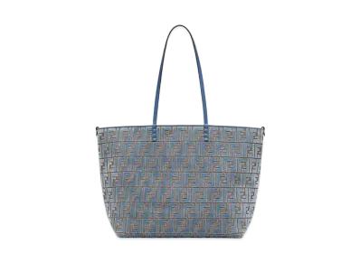 FENDI Large Roll FF Jacquard Velvet Shopper "Light Blue"