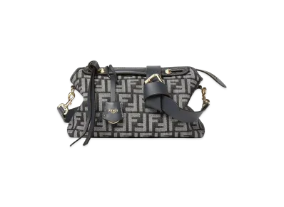 FENDI Women's By The Way Soft Medium Denim-Effect FF Jacquard Handbag "Black"