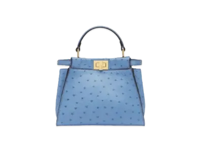 FENDI Peekaboo Mini Ostrich Leather Bag "Blue"