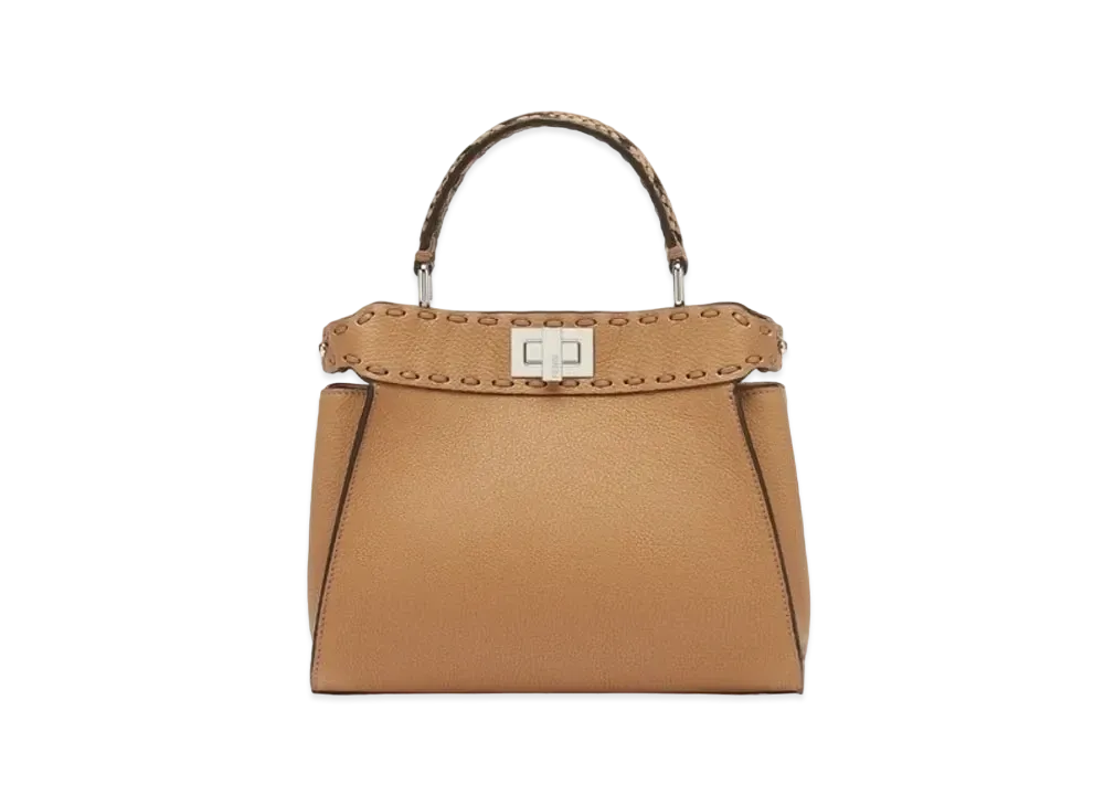 FENDI Peekaboo Mini Selleria Bag With 220 Hand-Sewn Stitches "Brown"