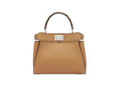 FENDI Peekaboo Mini Selleria Bag With 220 Hand-Sewn Stitches "Brown"