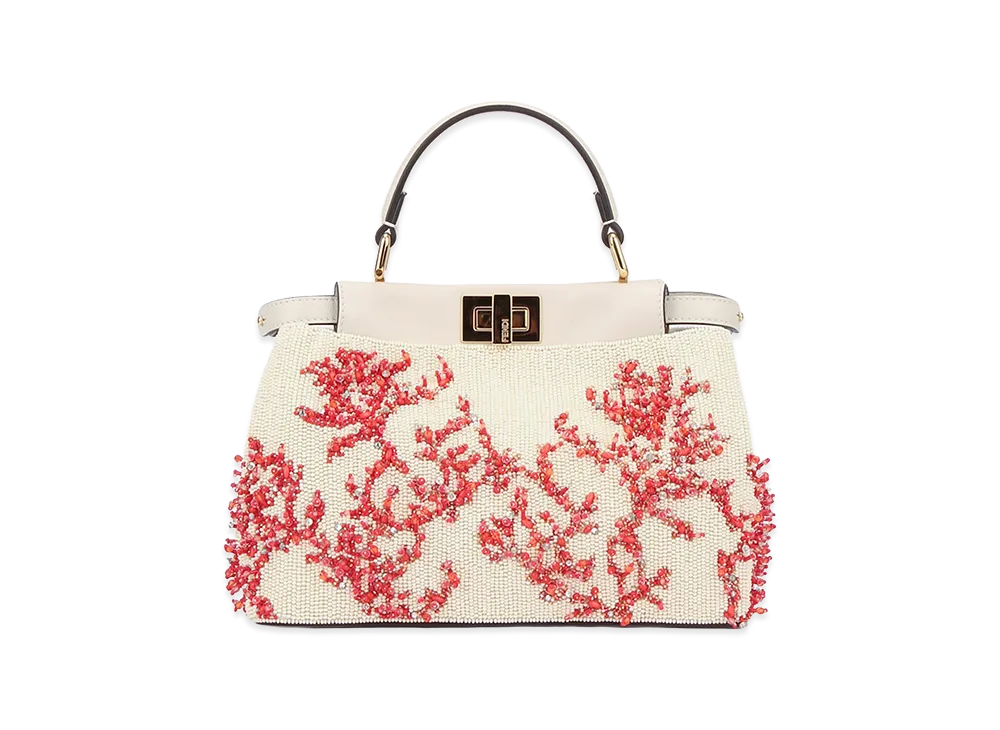 FENDI Women's Top Handle Peekaboo Mini Ricamo Coralli Handbag "Multicolor"