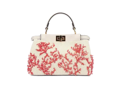 FENDI Women's Top Handle Peekaboo Mini Ricamo Coralli Handbag "Multicolor"