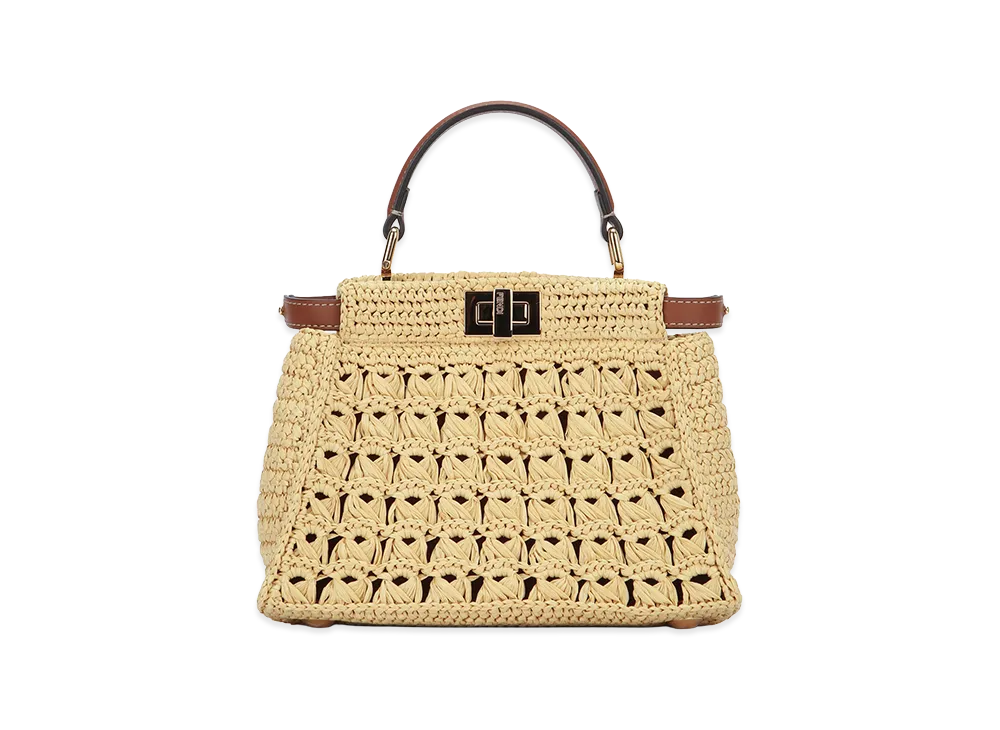 FENDI Women's Peekaboo Mini Vit.Seta/Pagli "Beige"