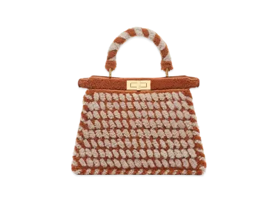 FENDI Peekaboo ISeeU Medium Brown and Gray Interlaced Sheepskin Bag "Multicolor"
