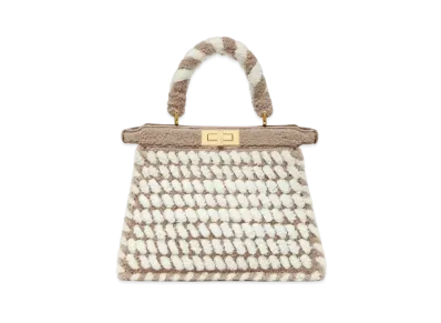 FENDI Peekaboo ISeeU Medium White and Gray Interlaced Sheepskin Bag "Multicolor"