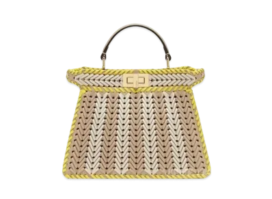 FENDI Peekaboo ISeeU Small Interlaced Leather Bag "Multicolor/Beige/Camellia/Yellow"