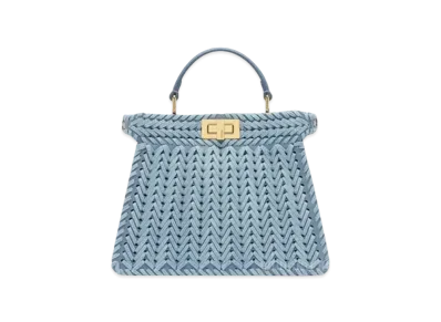 FENDI Peekaboo ISeeU Small Leather Bag With Denim Interlacing "Light Blue"