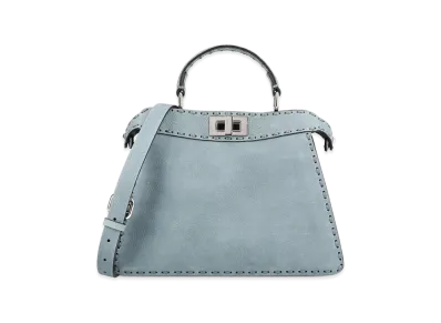 FENDI Women's Peekaboo Iseeu Small Bag In Nubuck Leather "Light Blue"