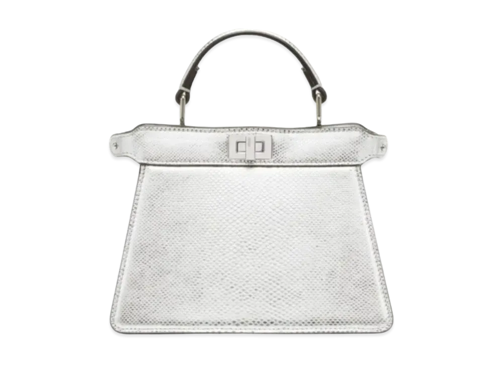 FENDI Peekaboo ISeeU Petit Calung Leather Bag "Silver"