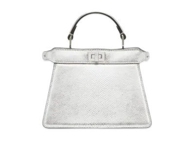 FENDI Peekaboo ISeeU Petit Calung Leather Bag "Silver"