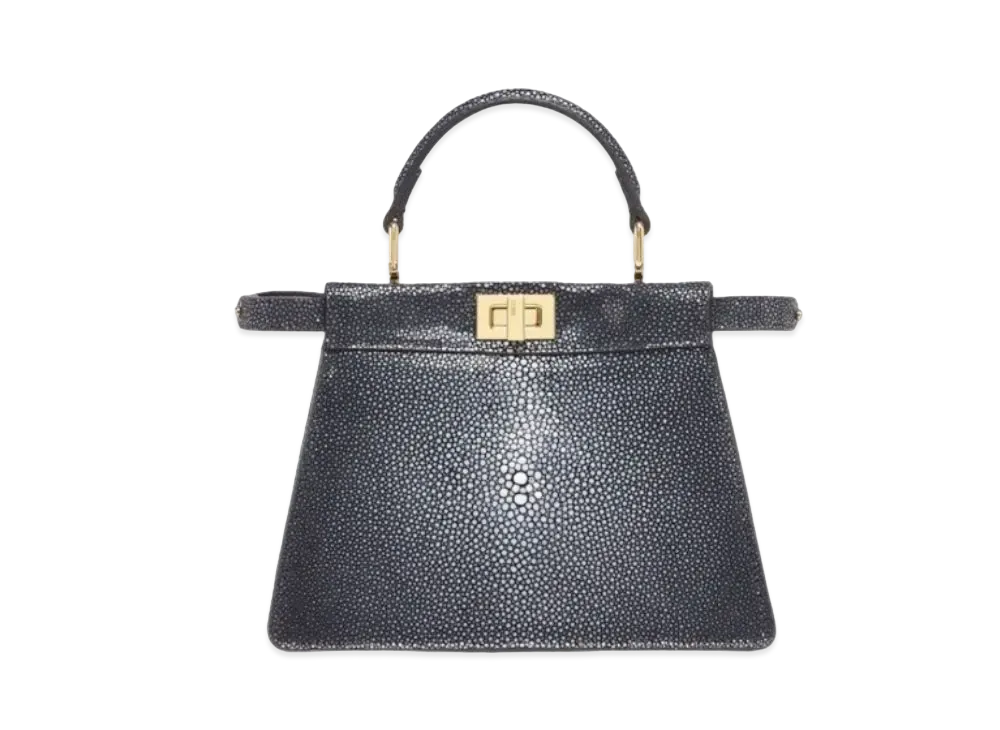 FENDI Peekaboo ISeeU Petit Stingray Leather Bag "Black"