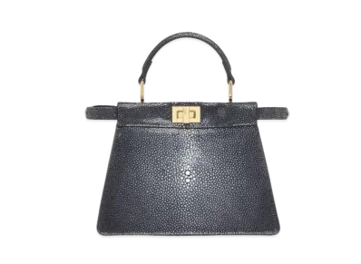 FENDI Peekaboo ISeeU Petit Stingray Leather Bag "Black"