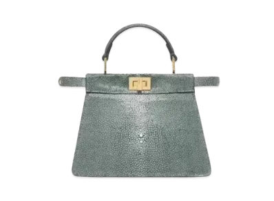 FENDI Peekaboo ISeeU Petit Stingray Leather Bag "Dark Green"