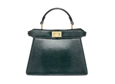 FENDI Peekaboo ISeeU Petit Rized Leather Bag "Dark Green"