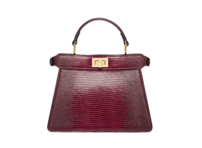 FENDI Peekaboo ISeeU Petit Rized Leather Bag "Burgundy"
