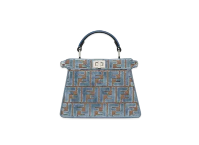 FENDI Peekaboo ISeeU Petite FF Jacquard Velvet Bag "Light Blue"