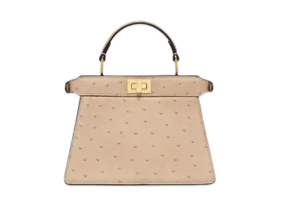 FENDI Peekaboo ISeeU Petit Ostrich Leather Bag "Beige"
