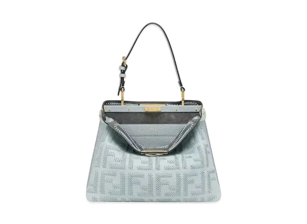 FENDI Peekaboo Soft Medium FF Interlacing "Light Blue"