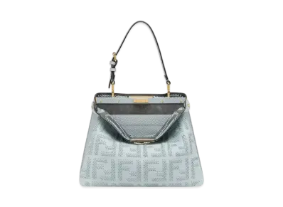 FENDI Peekaboo Soft Medium FF Interlacing "Light Blue"