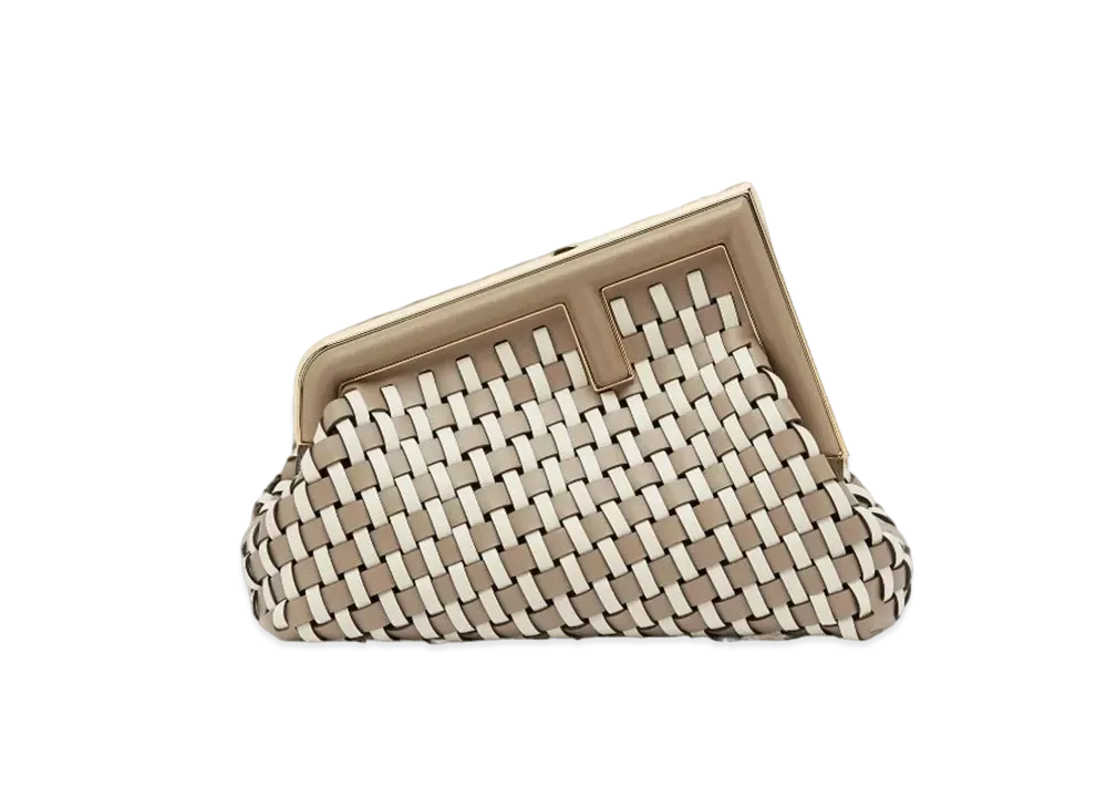 FENDI First Small Interlaced Leather Bag "Dub Gray"