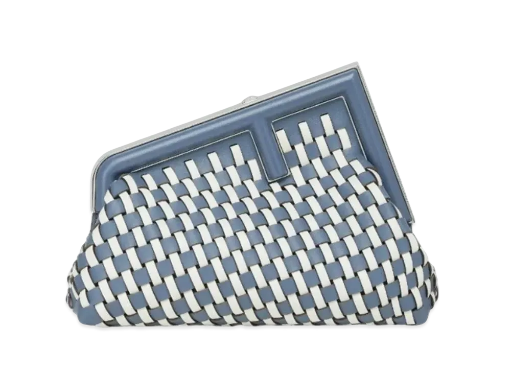 FENDI First Small Woven Leather Bag "White/Blue"