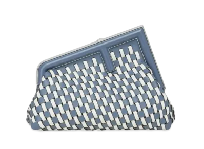 FENDI First Small Woven Leather Bag "White/Blue"