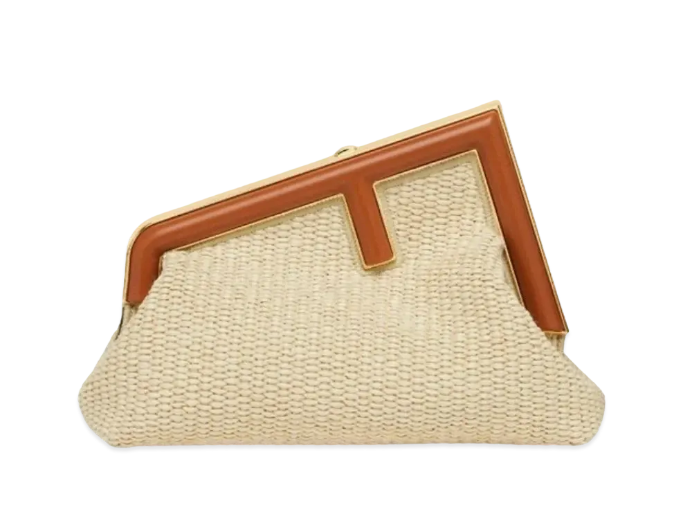 FENDI First Small Natural Straw Bag "Beige"