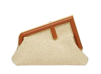 FENDI First Small Natural Straw Bag "Beige"