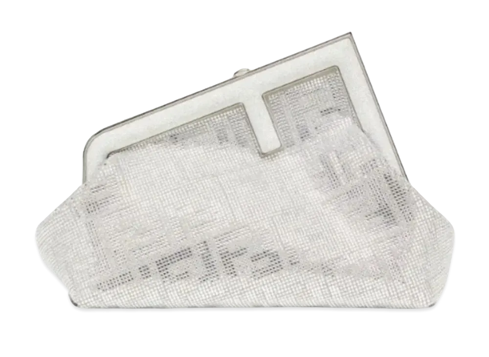 FENDI First Small Leather Bag Crystal FF Motif "Silver"