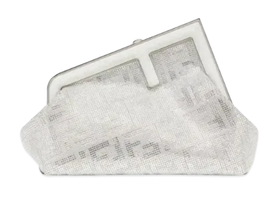 FENDI First Small Leather Bag Crystal FF Motif "Silver"