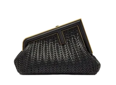 FENDI First Small Interlaced Leather Bag "Black"