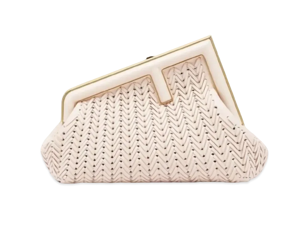 FENDI First Small Interlaced Leather Bag "Camelia"