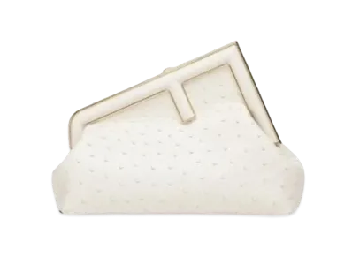 FENDI First Small Ostrich Leather Bag "White"