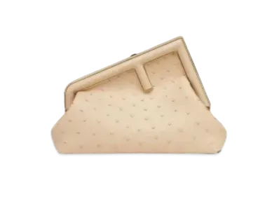 FENDI First Small Ostrich Leather Bag "Beige"