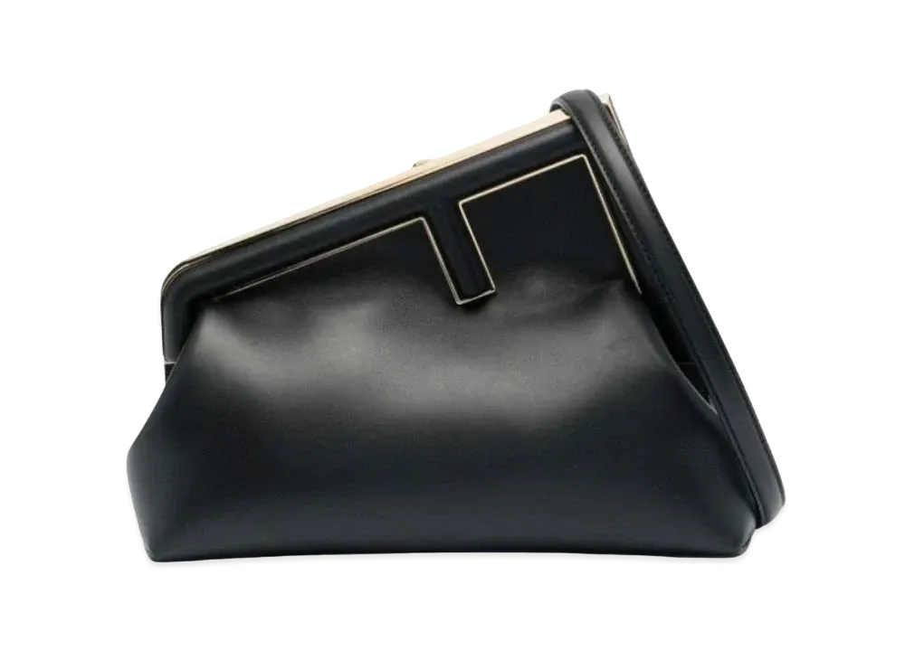 FENDI First Midi Leather Bag "Black"