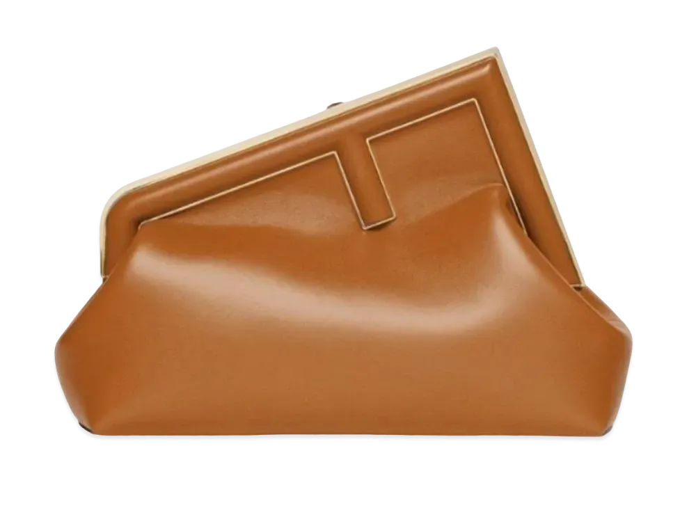 FENDI First Midi Leather Bag "Brown"