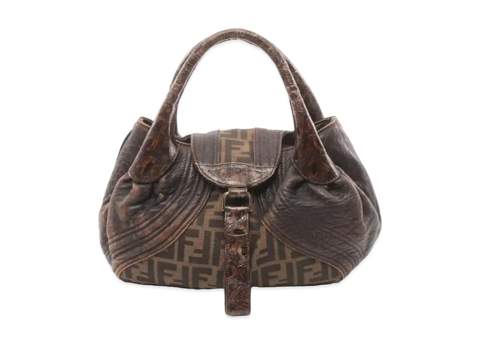 FENDI Spy Bag Mini Handbag Leather Canvas "Brown"