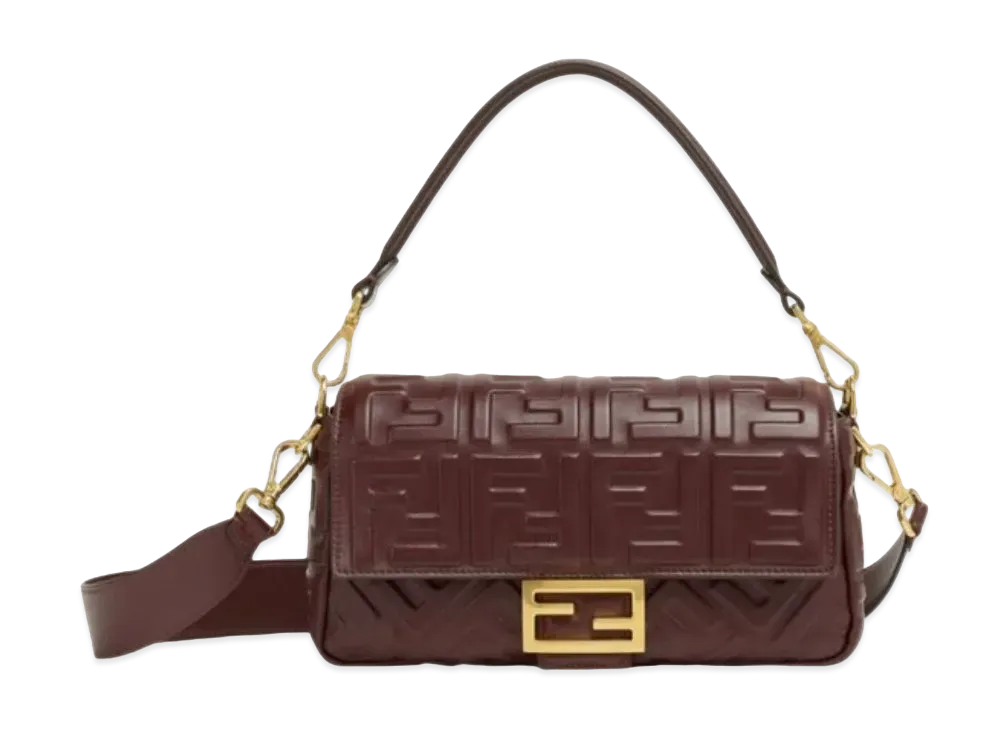FENDI Baguette Nappa Leather Bag "Burgundy"